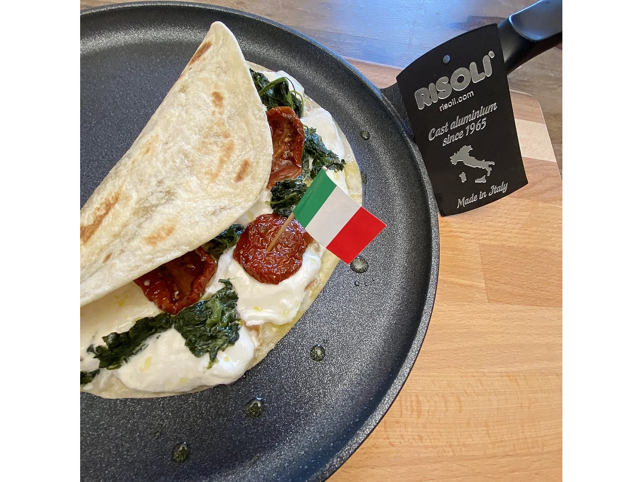 Crêpière Saporella, Noir, 25x25x2 cm, Risolì