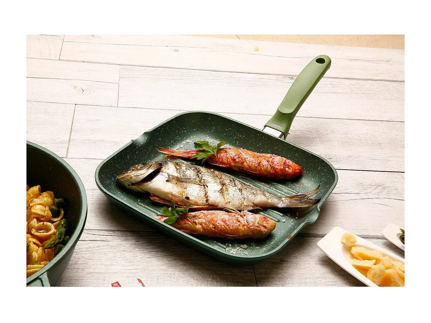 Patelnia Grillowa Dr. Green, Zielony, 26x26x4,5 cm, Risolì