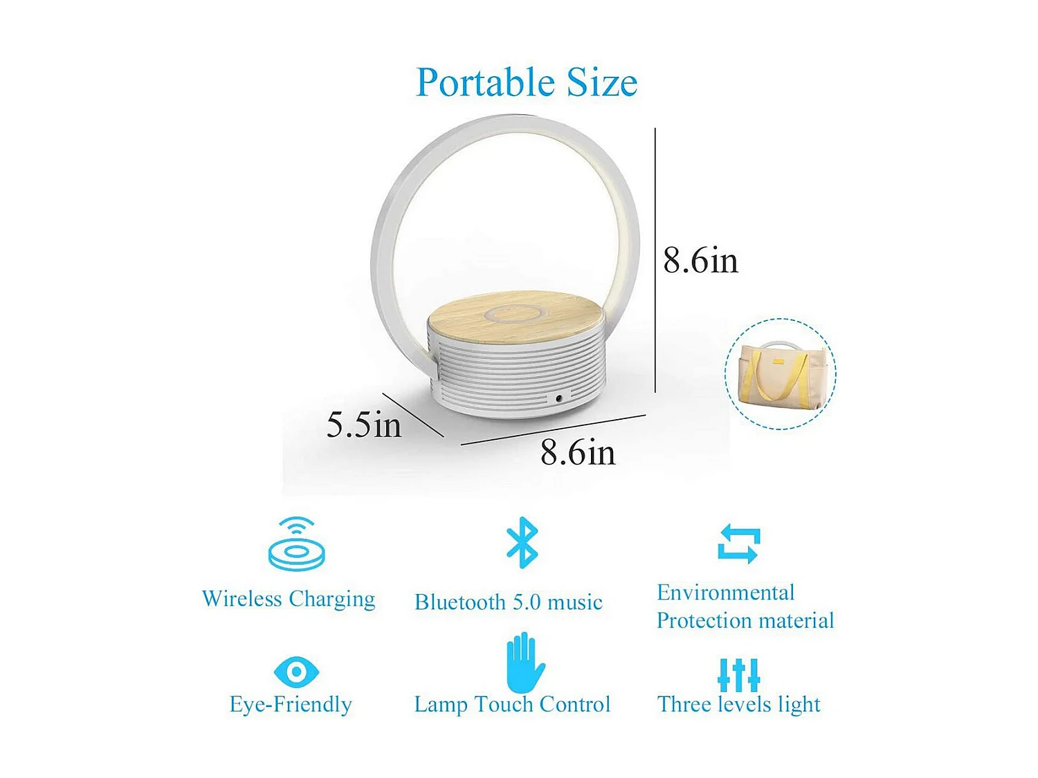 Lampada da Tavolo Smart Lilli, Bianco, 25,4x6,4x22 cm, Majestic