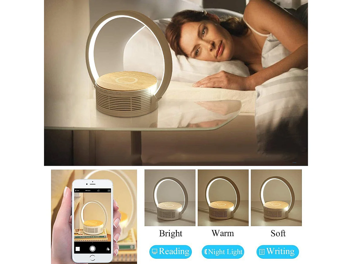 Lampada da Tavolo Smart Lilli, Bianco, 25,4x6,4x22 cm, Majestic