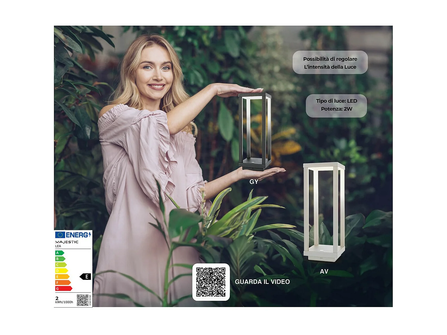 Candeeiro de Mesa Recarregável Lea, Cinzento, 10x10x28,5 cm, Majestic