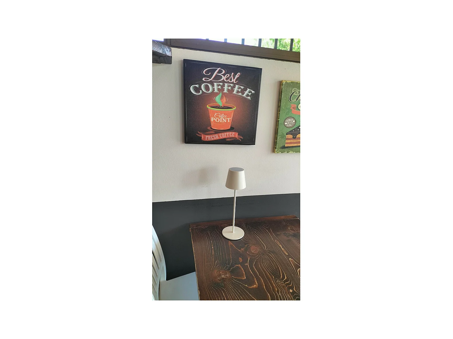 Lampe à Poser Rechargeable Agata, Ivoire, 12x12x37 cm, Majestic