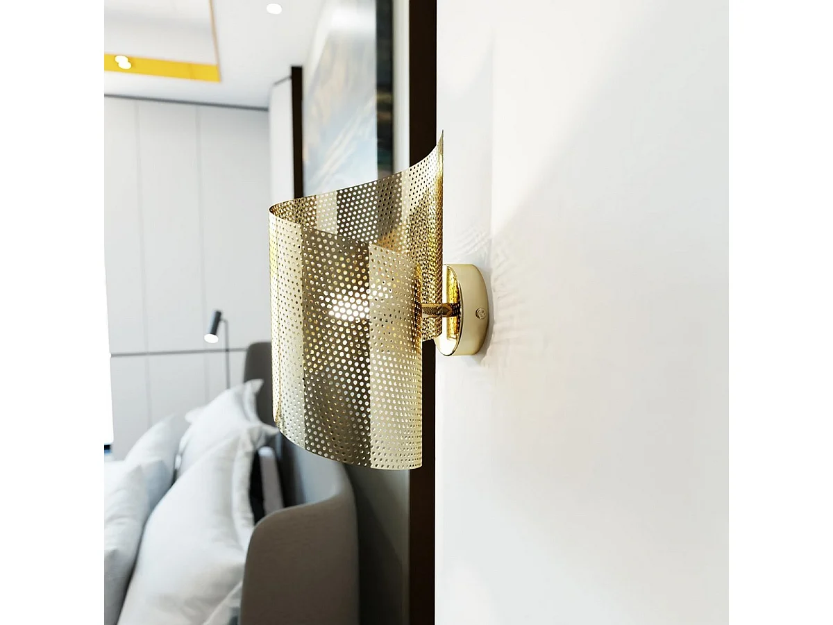 Wandlamp Spiral, Goud, 17x29x17 cm, EPIKASA