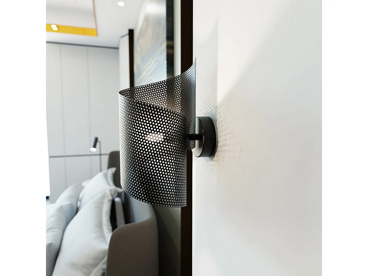 Lampa ścienna Spiral, Czarny, 17x29x17 cm, Seven Design