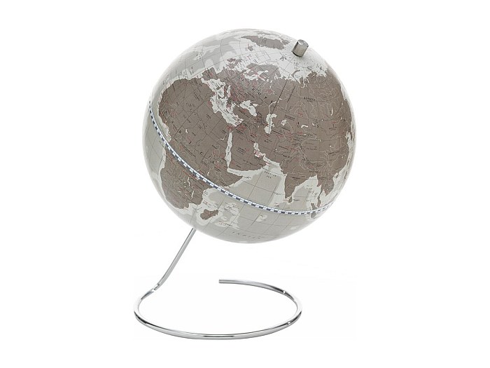 Mascagni Mappamondo Da Tavolo 30 Cm – Grigio Metallizzato Con Illuminazione, Diventa Avorio