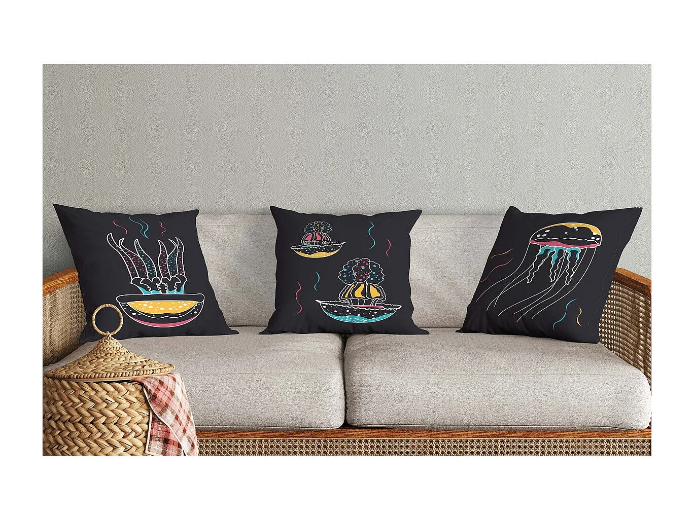 Zestaw 3 Poszewek Dekoracyjnych Salihli, Wielokolorowy, 50x50x3,5 cm, EPIKASA