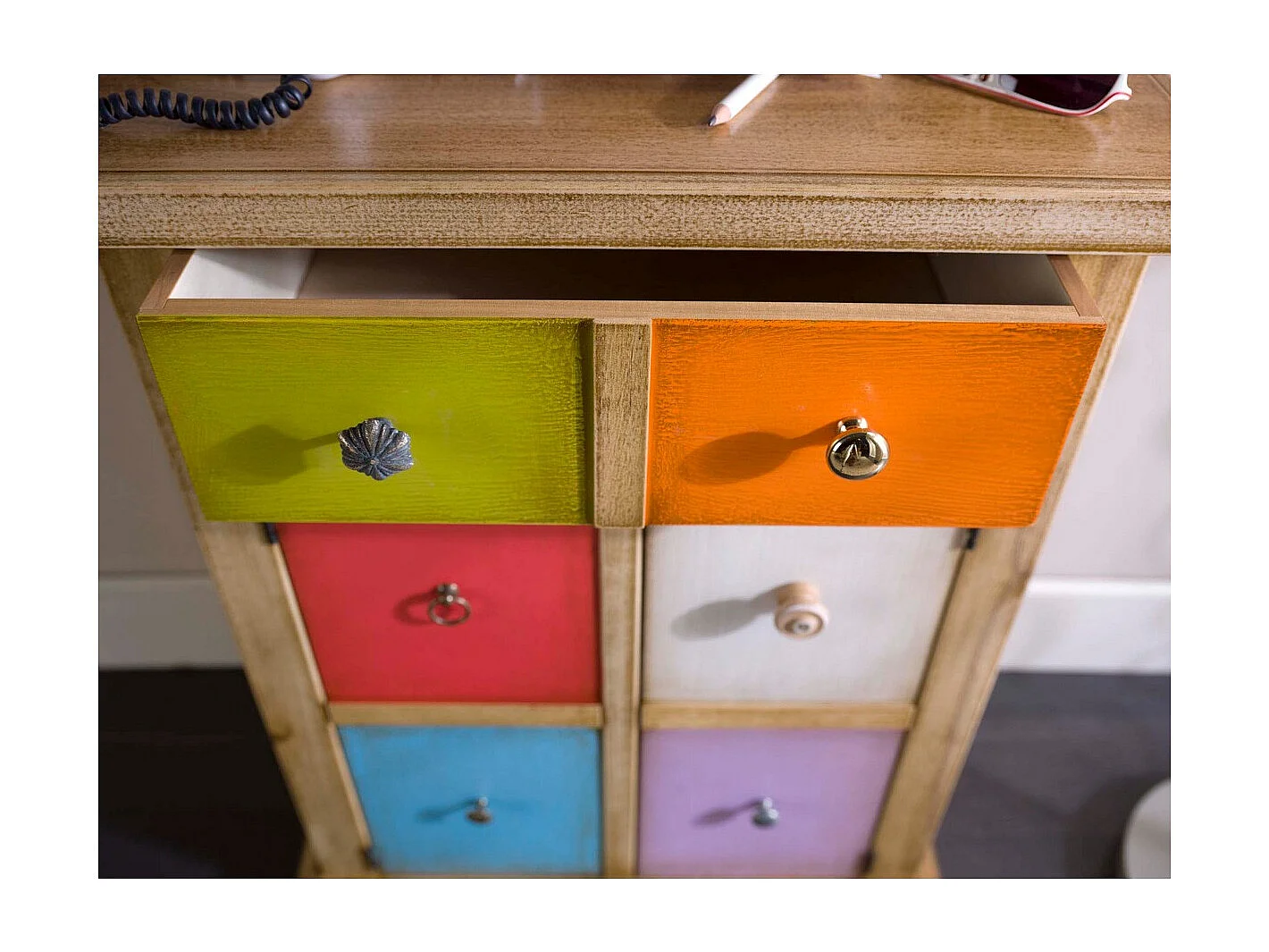 Cómoda Arlequim, Multicolorido, 63x37x79 cm, EPIKASA