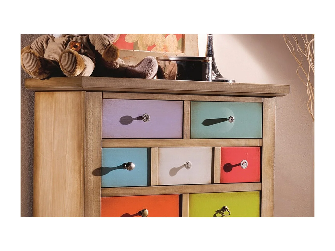 Cómoda Arlequim, Multicolorido, 86x40x94 cm, EPIKASA