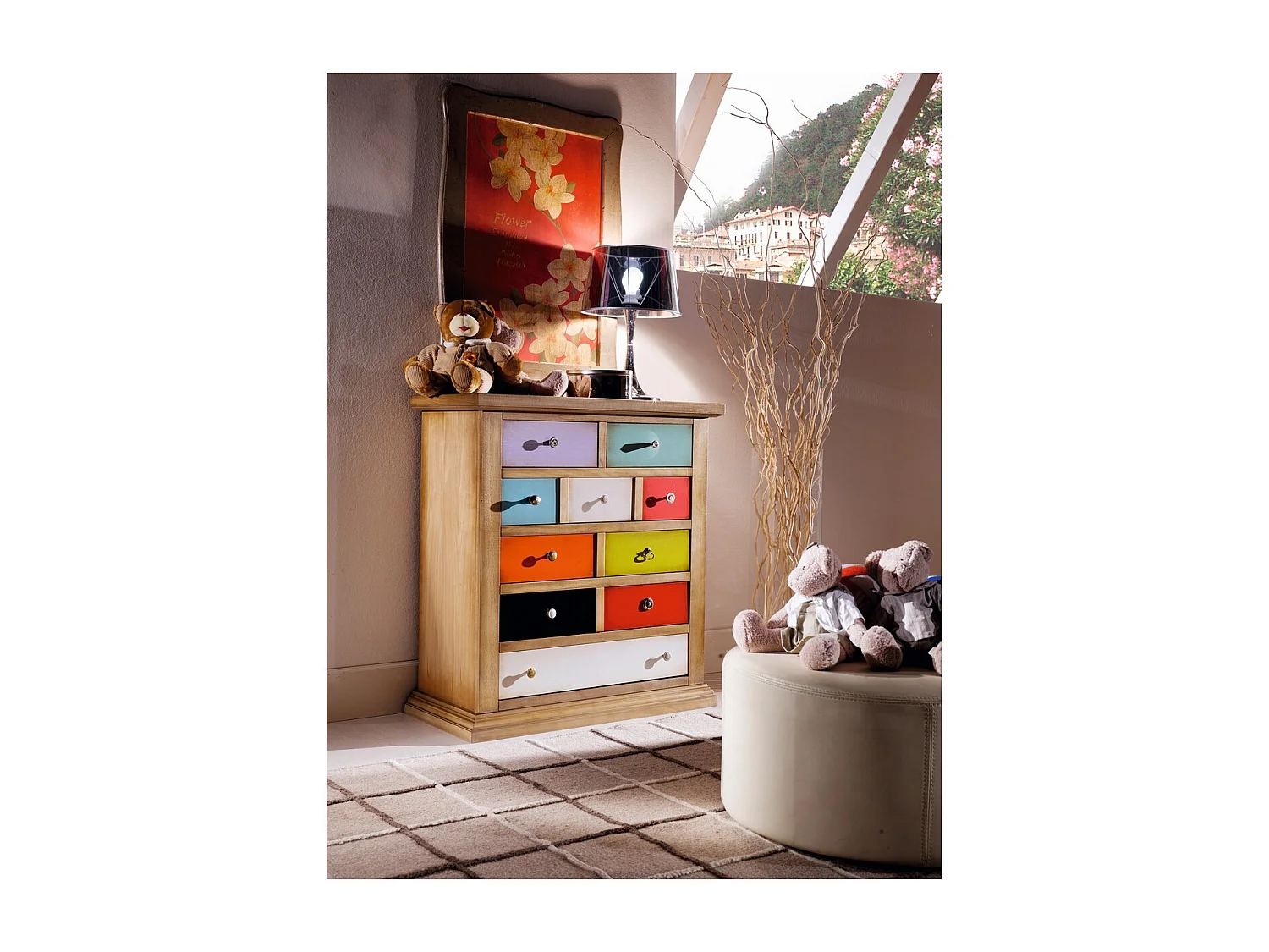 Cómoda Arlequim, Multicolorido, 86x40x94 cm, EPIKASA