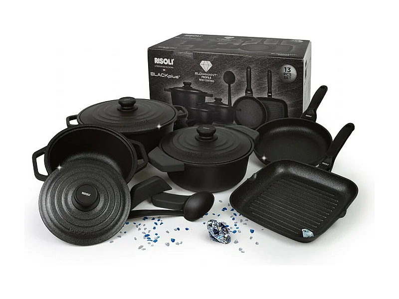 Conjunto de Utensílios de Cozinha El Diamant, Preto, 36x36x8,5 cm, Risolì