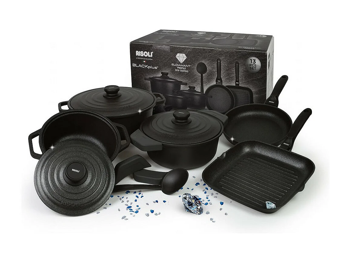 Set d'Ustensiles de Cuisine El Diamant, Noir, 36x36x8,5 cm, Risolì