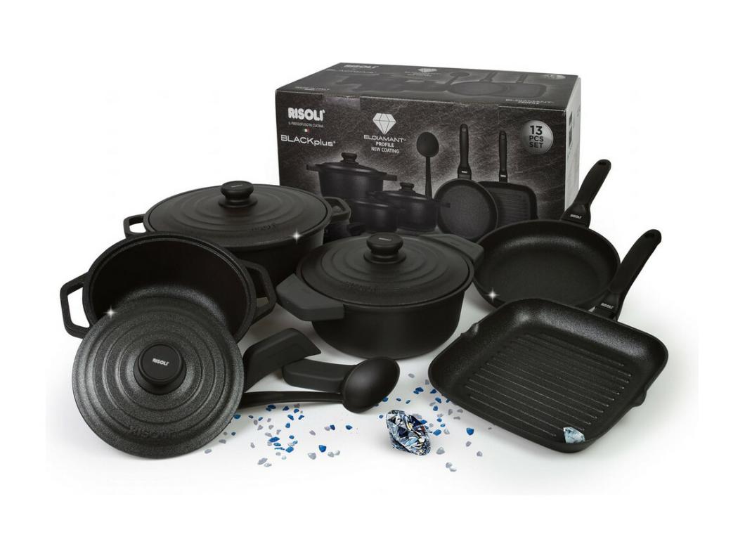 Set Batteria da Cucina El Diamant, Nero, 36x36x8,5 cm, Risolì