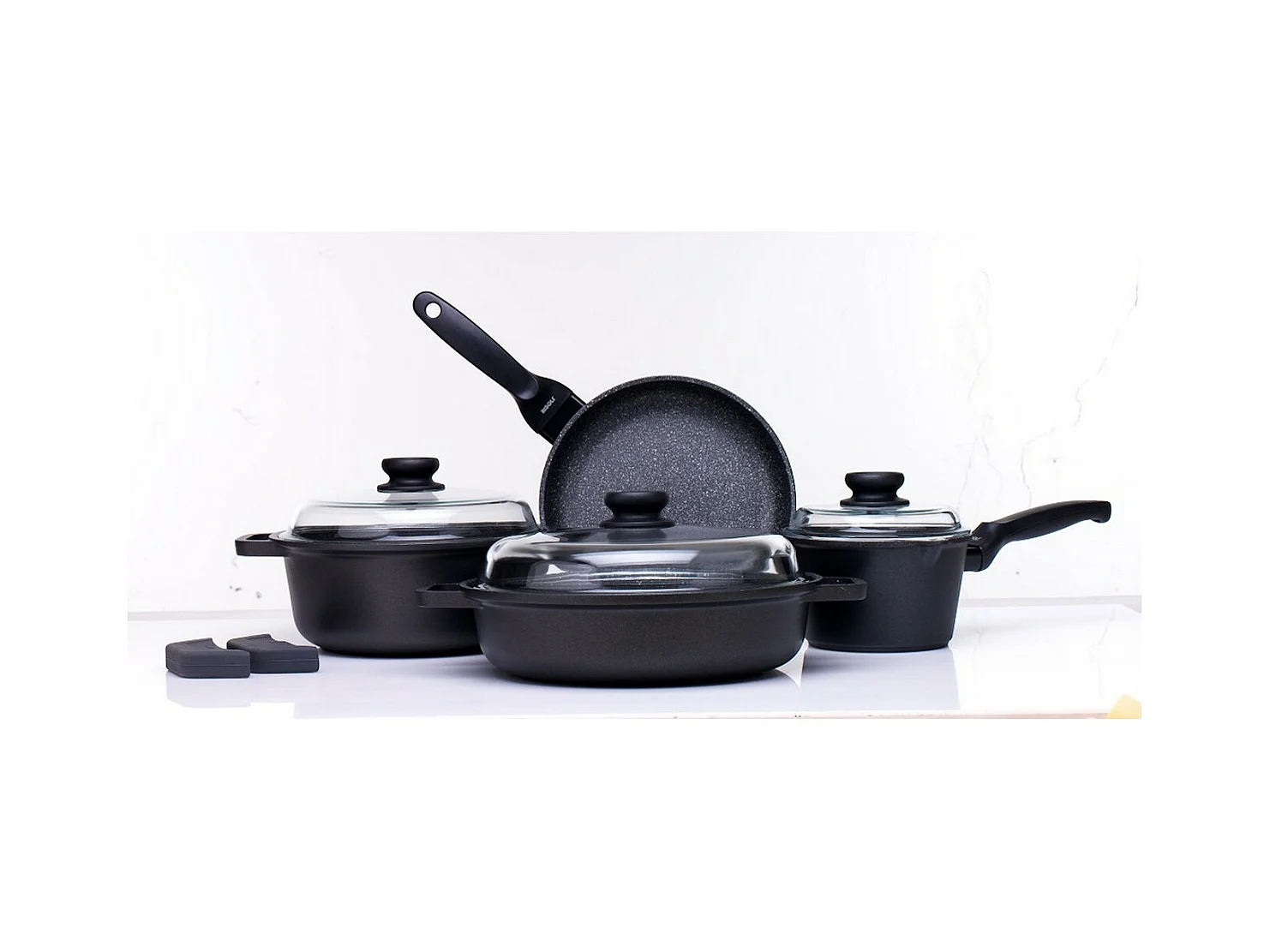 Set d'Ustensiles de Cuisine HardStone, Anthracite, 36x36x8,5 cm, Risolì