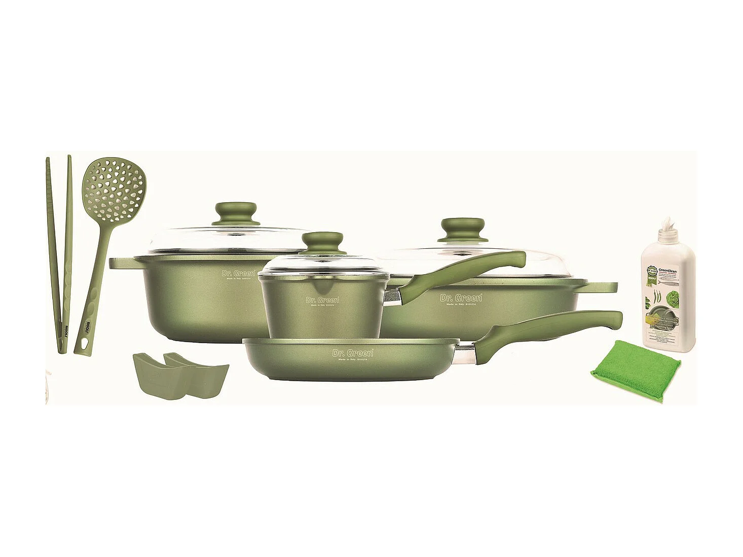 Zestaw Naczyń Kuchennych GreenStone, Zielony, 36x36x8,5 cm, Risolì