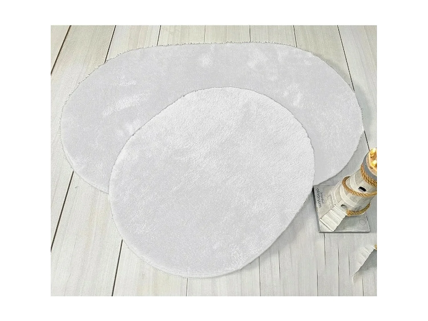 Conjunto de 2 Tapetes de Casa de Banho Plush, Branco, 60x40x2 cm, EPIKASA