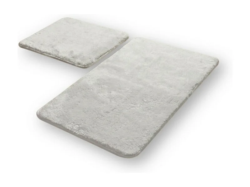 Set di 2 Tappeti Bagno Plush, Grigio, 60x40x2 cm, EPIKASA