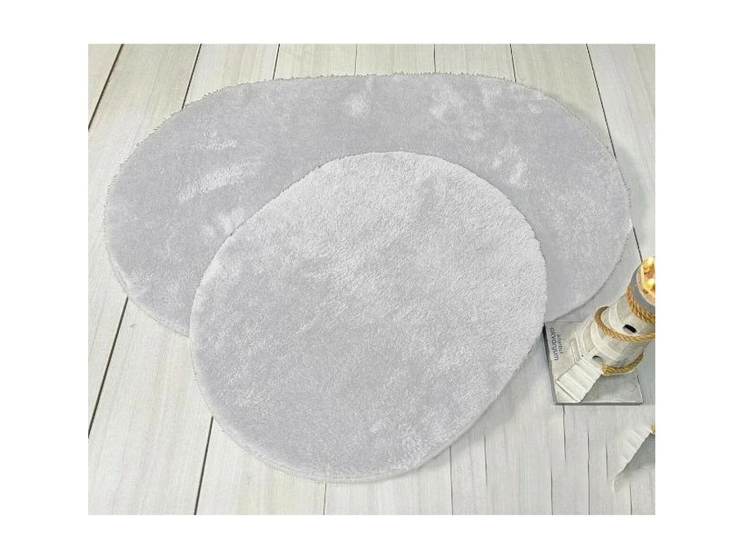 Lot de 2 Tapis de Salle de Bain Plush, Gris, 50x70x2 cm, EPIKASA