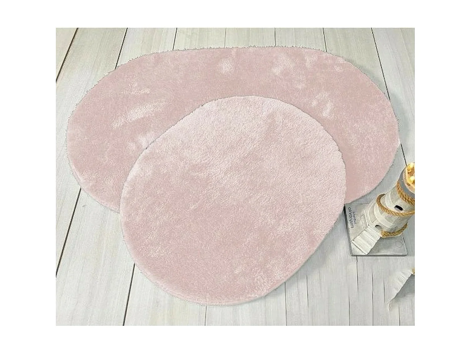 Set di 2 Tappeti Bagno Plush, Rosa, 60x40x2 cm, EPIKASA