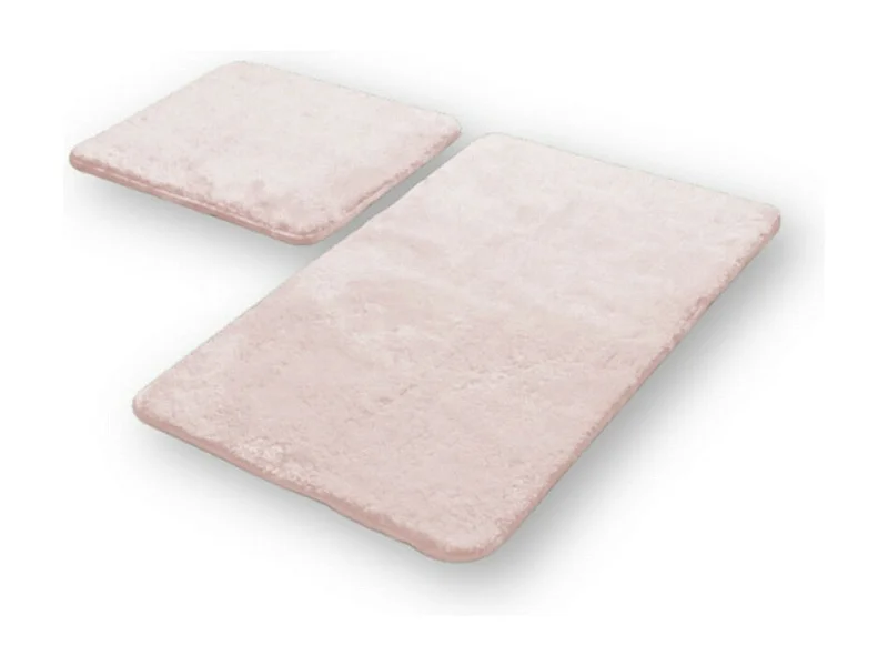 Set di 2 Tappeti Bagno Plush, Rosa, 50x70x2 cm, EPIKASA