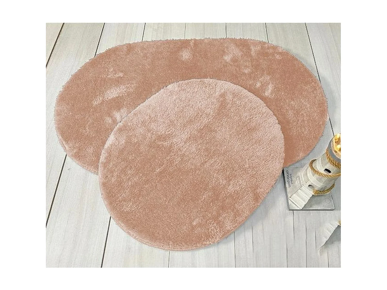 Lot de 2 Tapis de Salle de Bain Plush, Rose, 50x70x2 cm, EPIKASA
