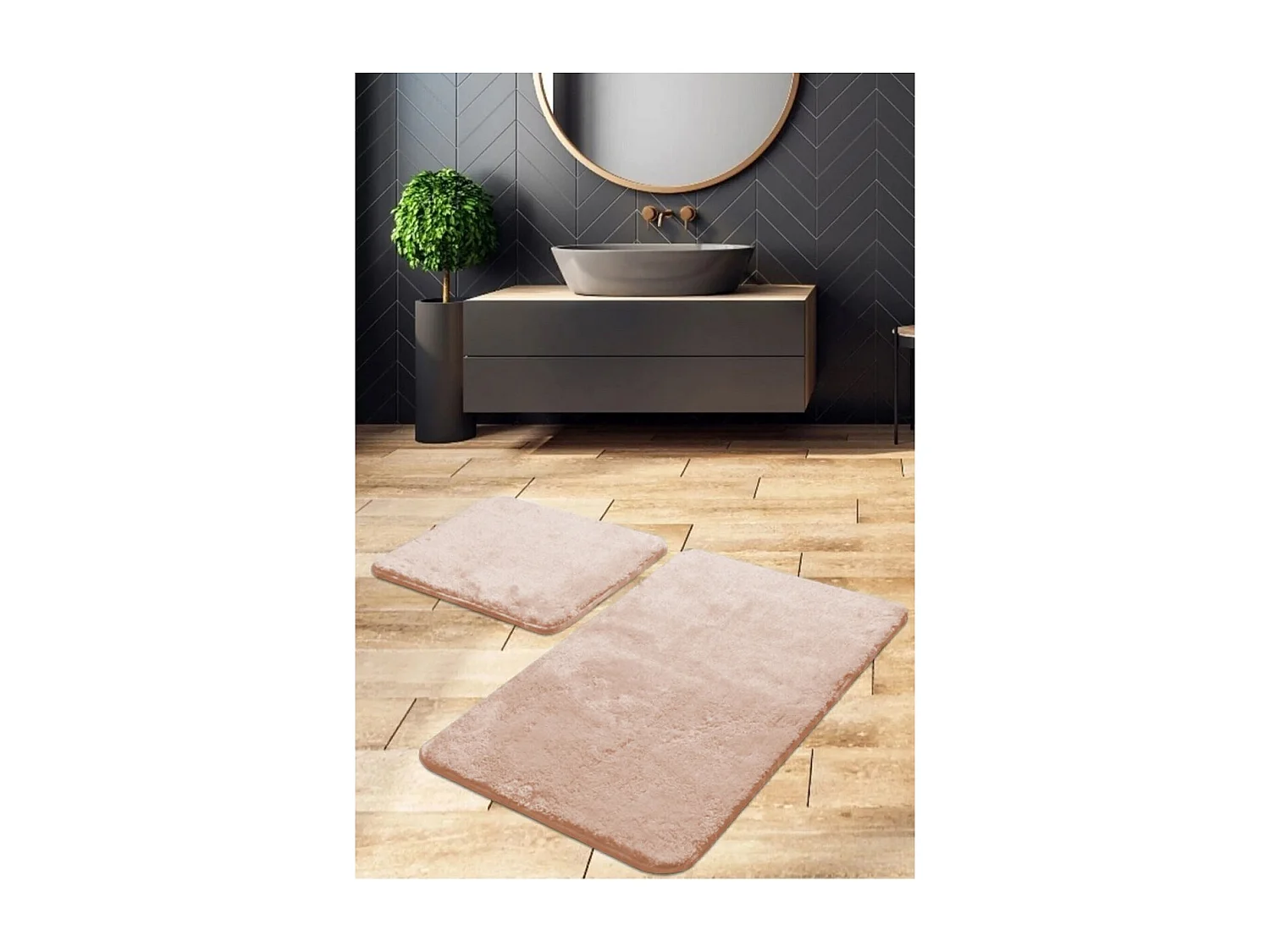 Juego de 2 Alfombras de Baño Plush, Rosa, 50x70x2 cm, EPIKASA