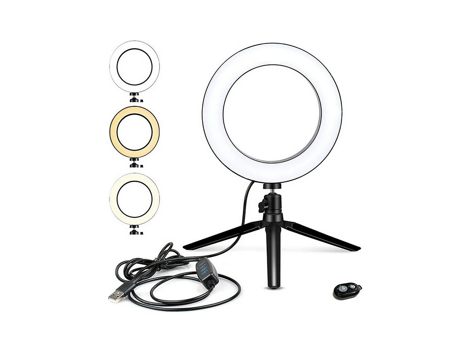 Ring Light Myselfie, Nero, 26x26x26 cm, Majestic