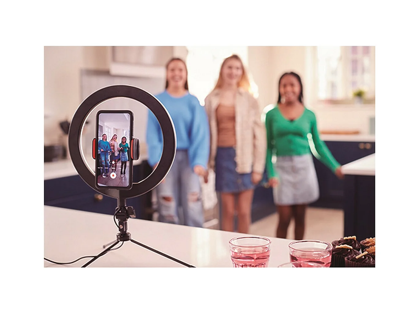 Ring Light Myselfie, Nero, 26x26x26 cm, Majestic