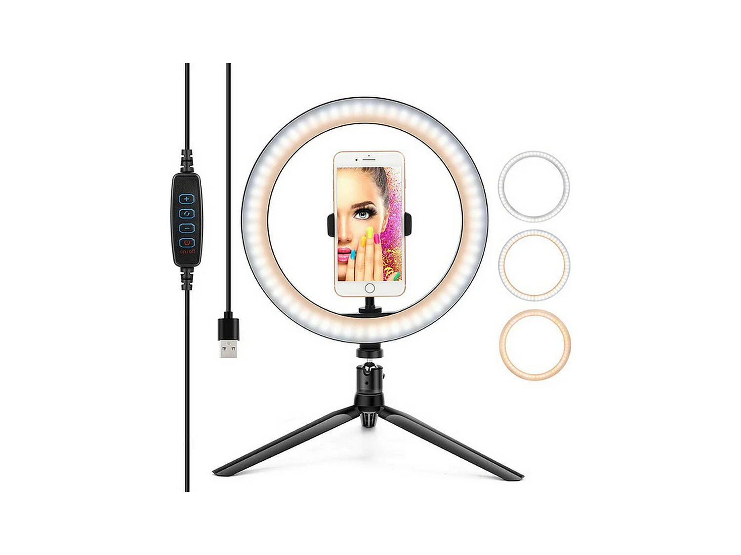 Ring Light Myselfie, Nero, 26x26x26 cm, Majestic