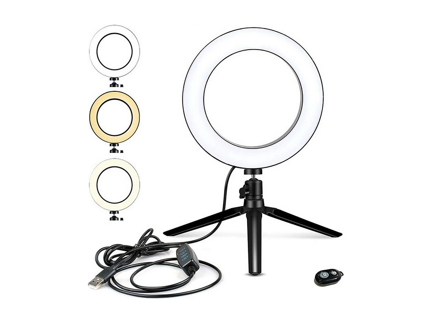 Ring Licht Myselfie, Zwart, 26x26x26 cm, Majestic