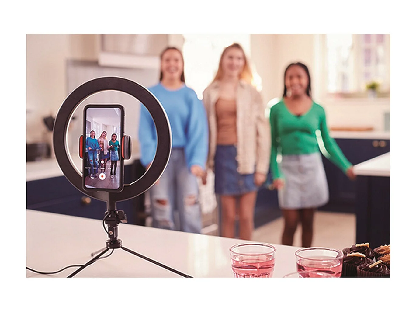 Ring Licht Myselfie, Zwart, 26x26x26 cm, Majestic