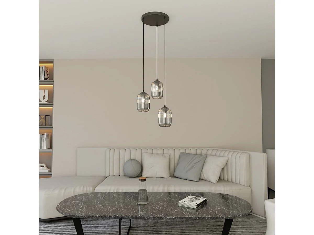 Candeeiro Suspenso Verdi 2, Preto, 30x30x140 cm, Seven Design