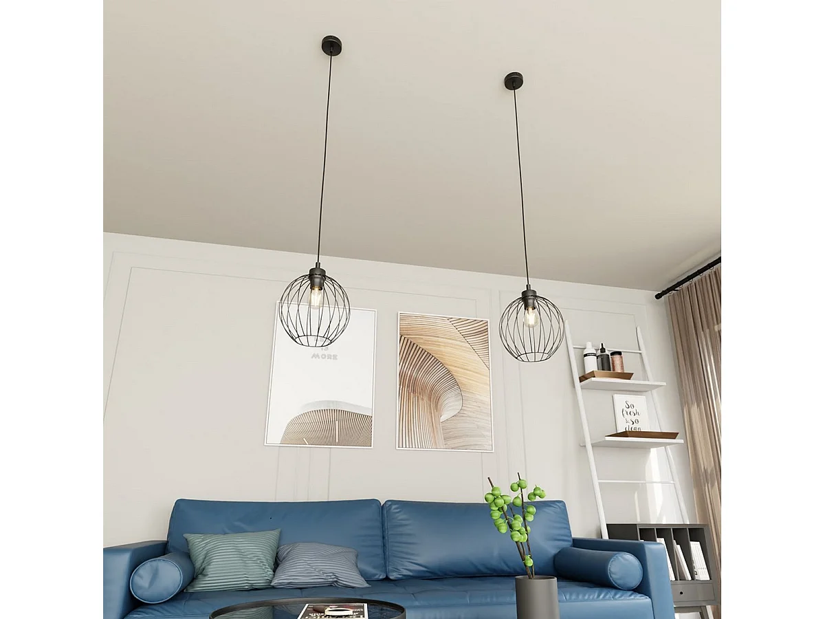 Suspension Nando, Noir, 24x24x140 cm, Seven Design