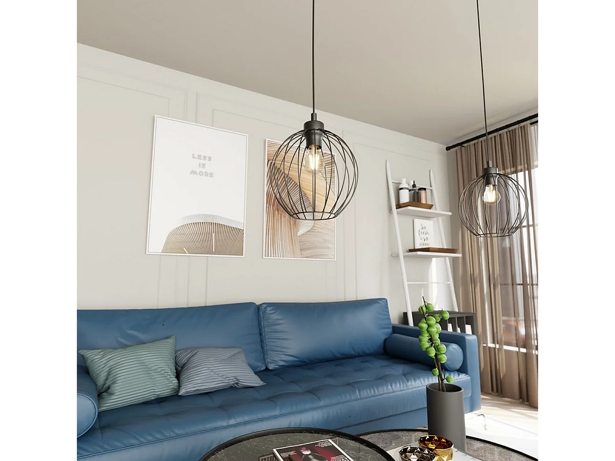 Suspension Nando, Noir, 24x24x140 cm, Seven Design