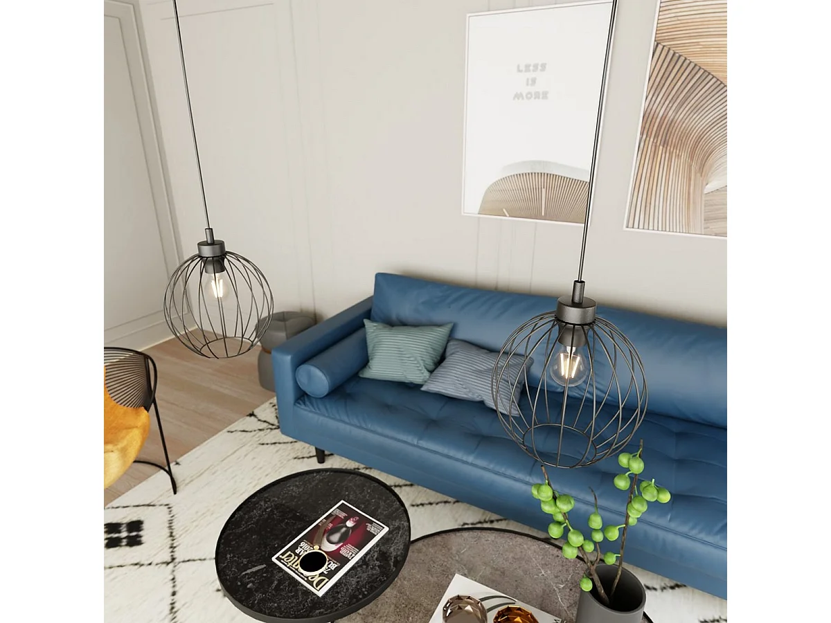 Suspension Nando, Noir, 24x24x140 cm, Seven Design