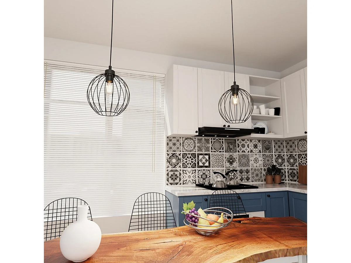 Suspension Nando, Noir, 24x24x140 cm, Seven Design