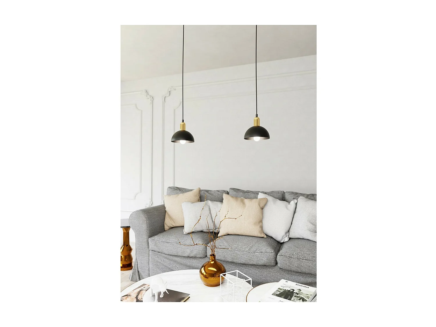 Candeeiro Suspenso Moto, Preto, 18x18x140 cm, Seven Design