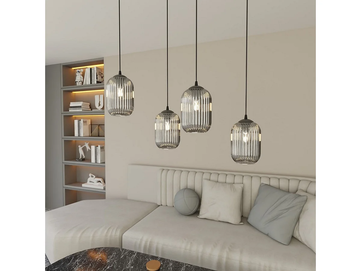 Hanglamp Verdi 3, Zwart, 70x22x140 cm, Seven Design