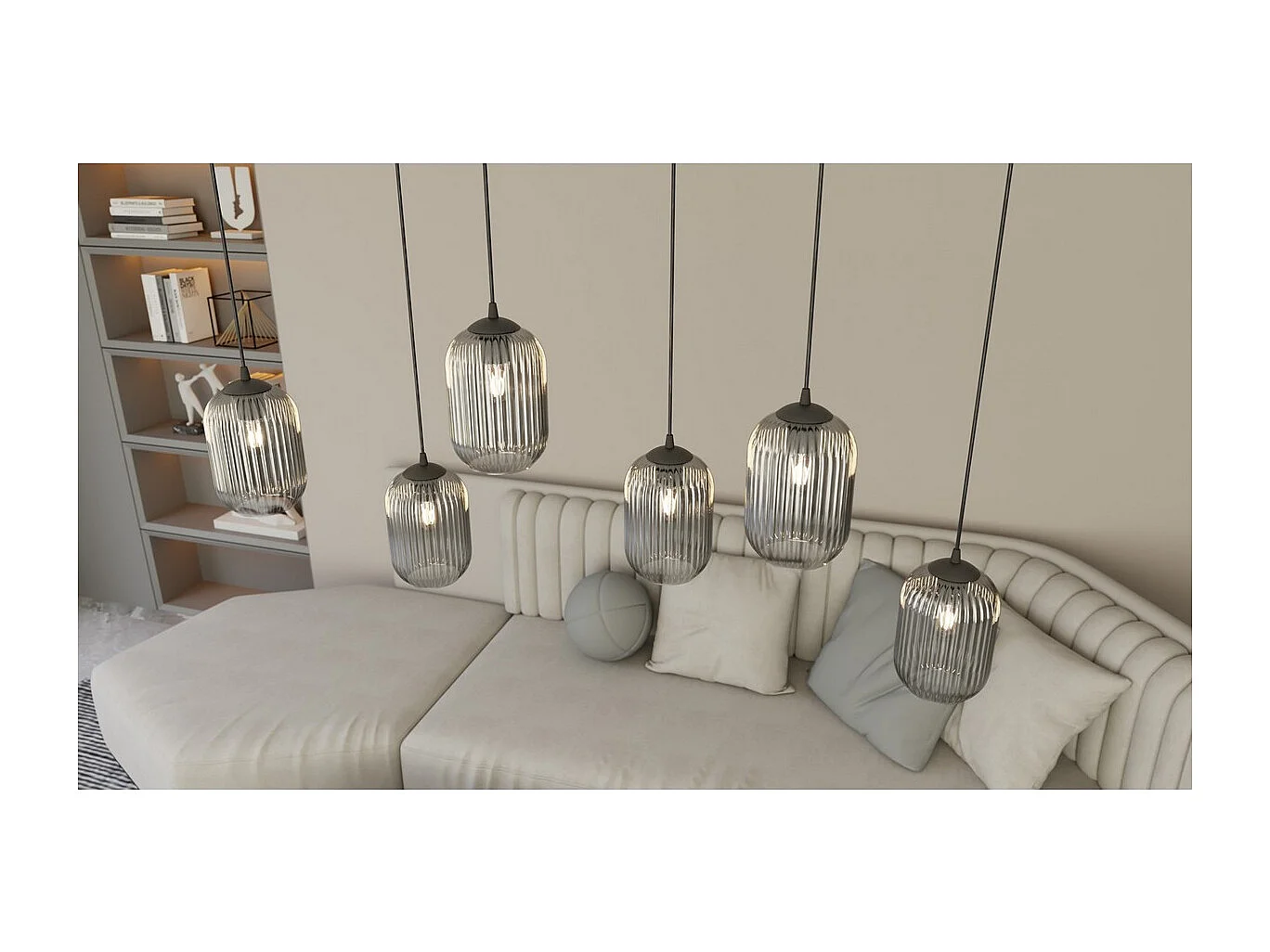 Hanglamp Verdi 3, Zwart, 70x22x140 cm, Seven Design
