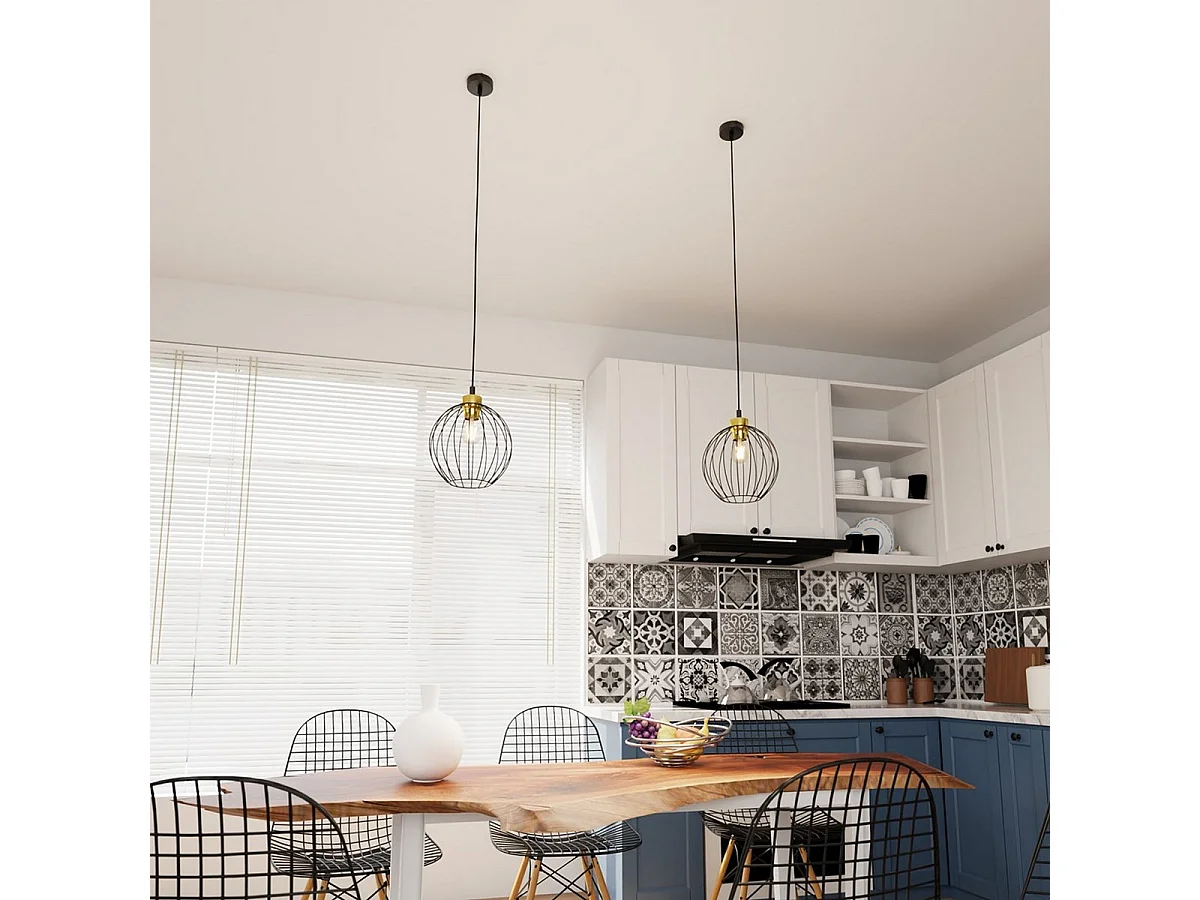 Lampa Wisząca Nando 5, Czarny, 24x24x140 cm, Seven Design