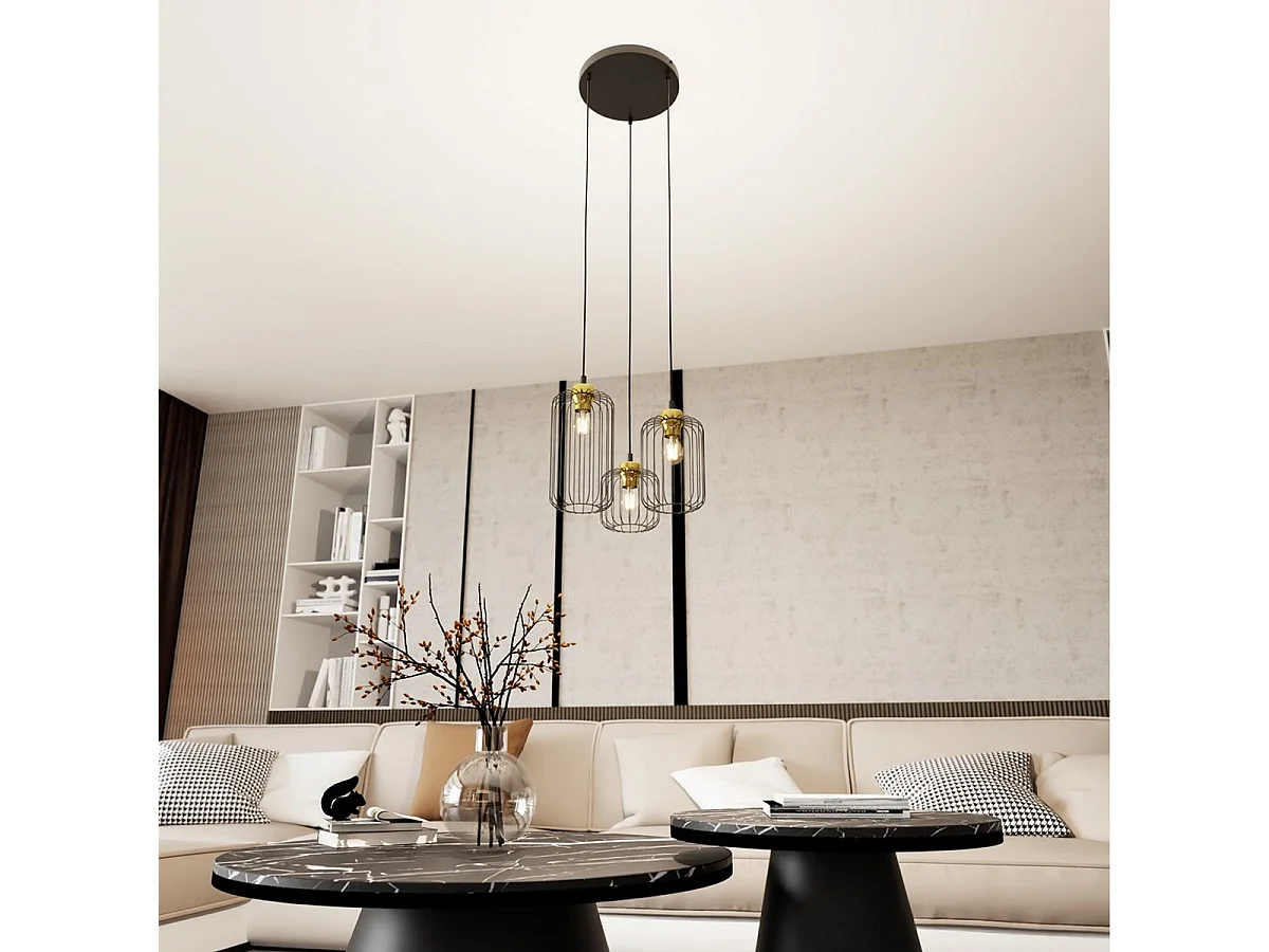 Candeeiro Suspenso Vander 7, Preto, 30x30x140 cm, Seven Design