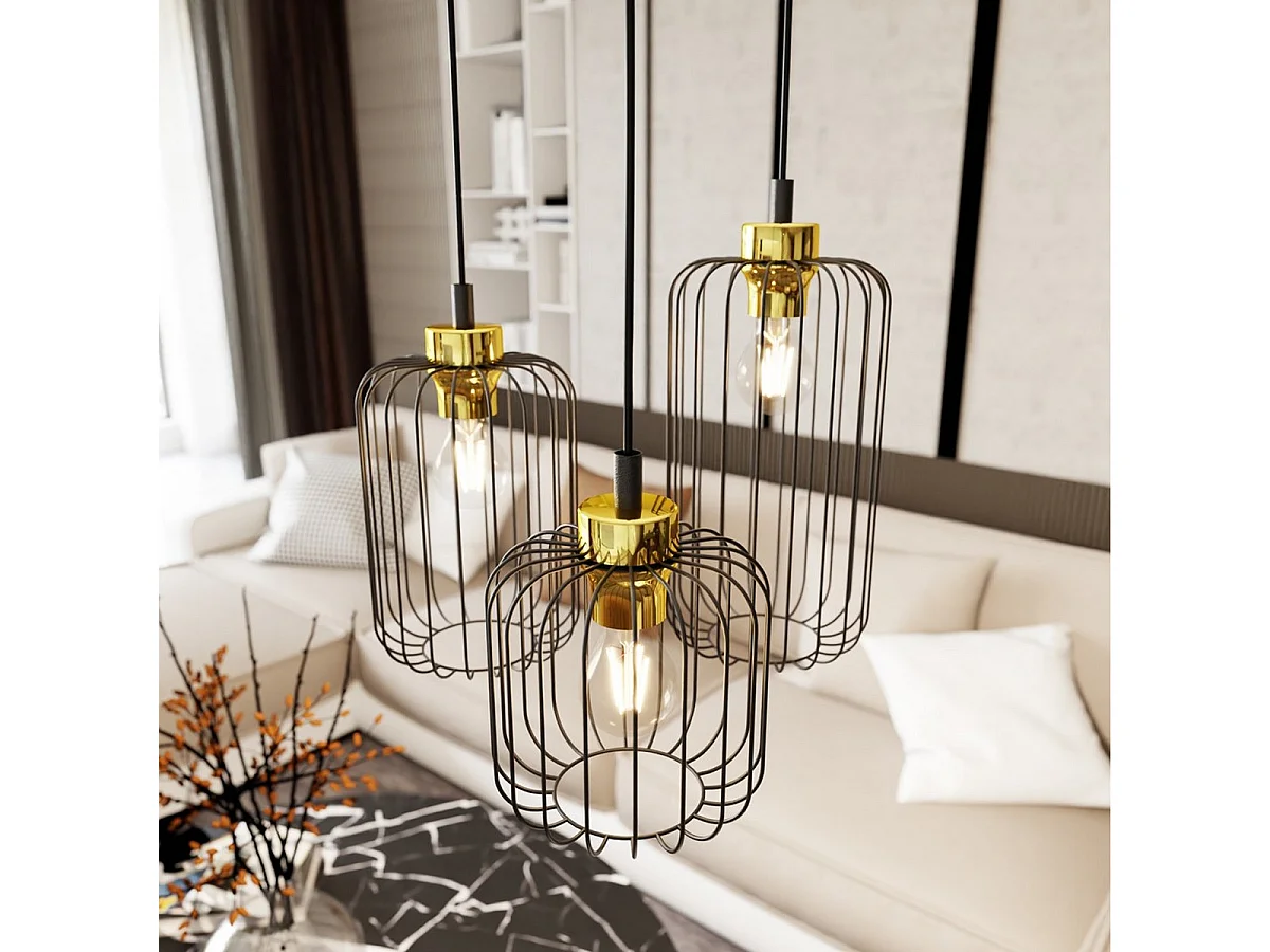 Candeeiro Suspenso Vander 7, Preto, 30x30x140 cm, Seven Design