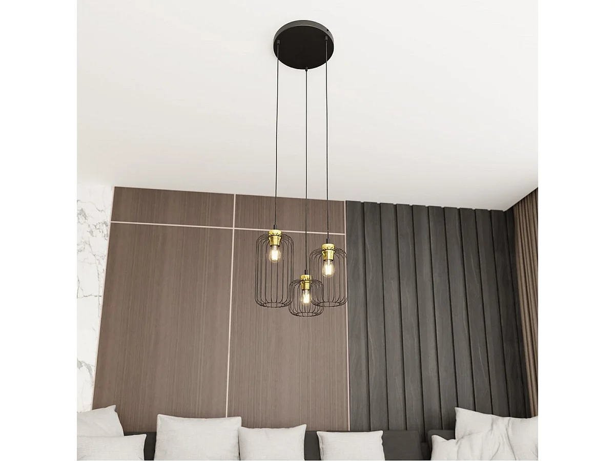 Candeeiro Suspenso Vander 7, Preto, 30x30x140 cm, Seven Design
