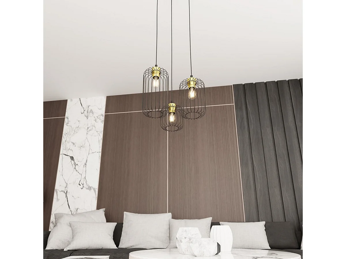 Candeeiro Suspenso Vander 7, Preto, 30x30x140 cm, Seven Design