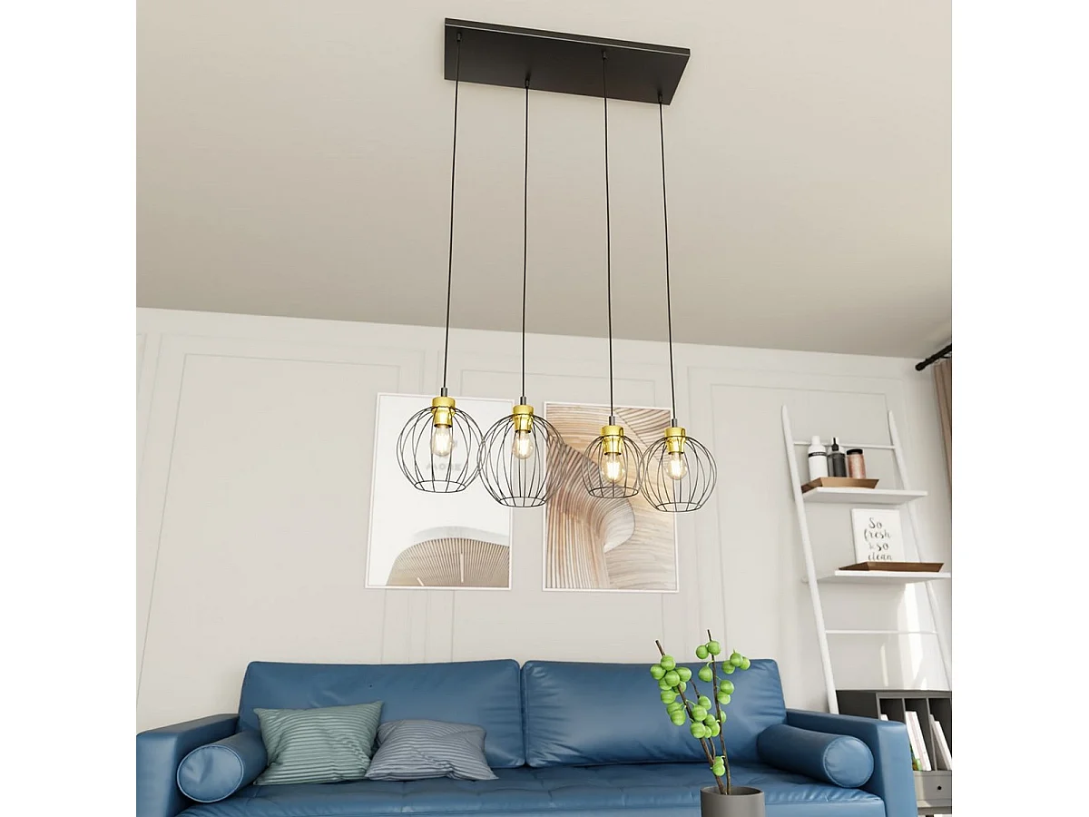 Hanglamp Nando 8, Zwart, 83x24x140 cm, Seven Design