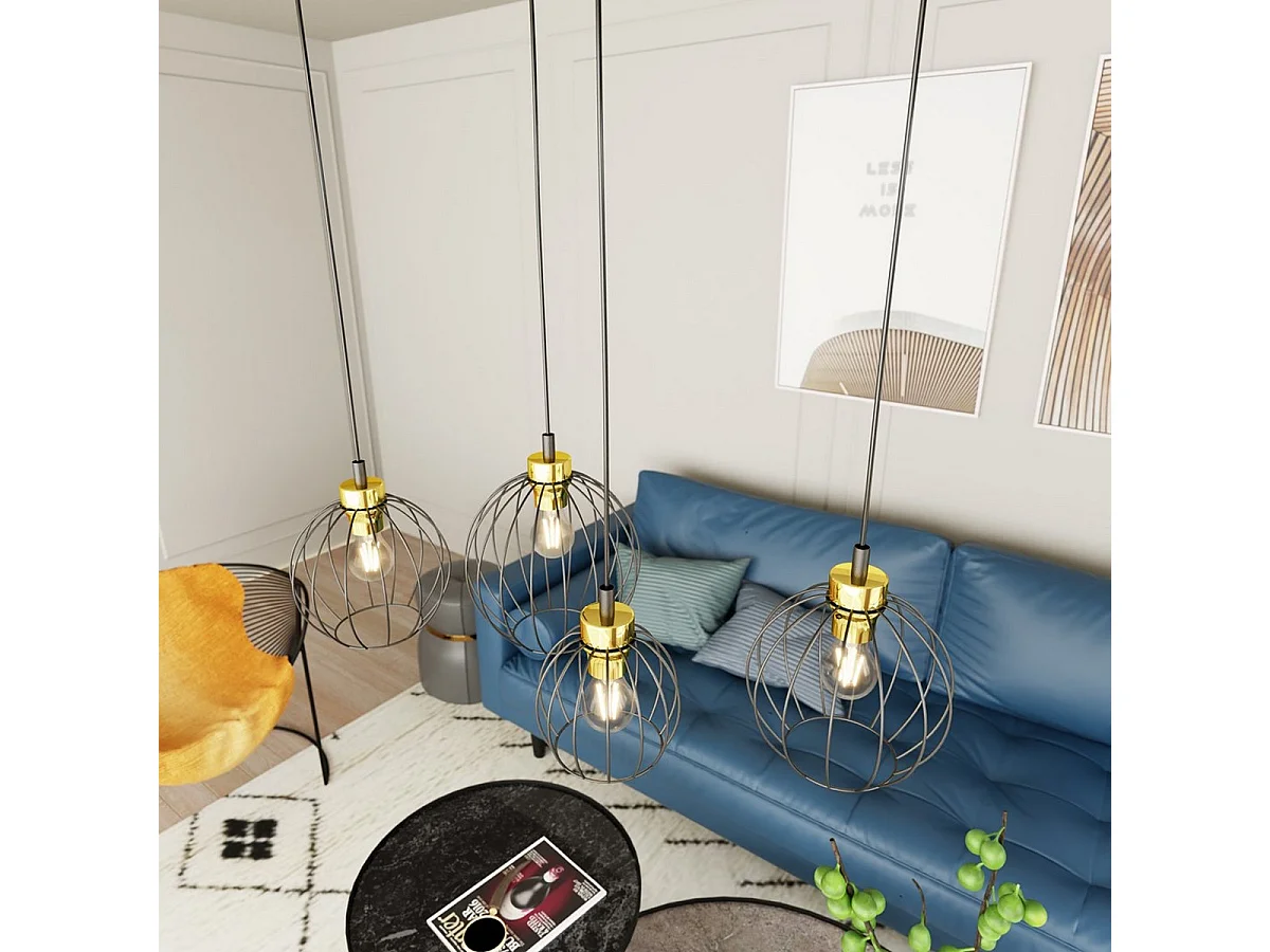 Hanglamp Nando 8, Zwart, 83x24x140 cm, Seven Design