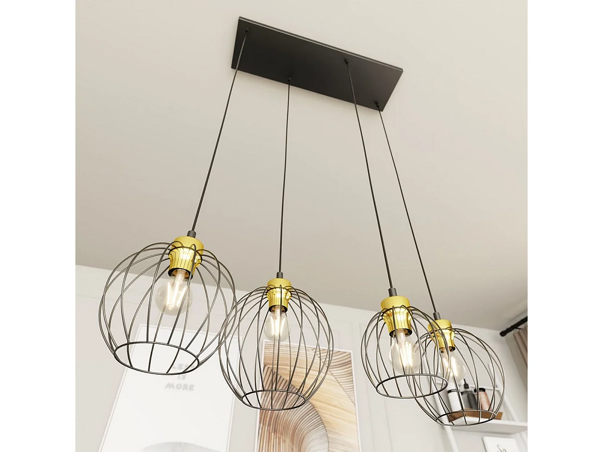 Hanglamp Nando 8, Zwart, 83x24x140 cm, Seven Design