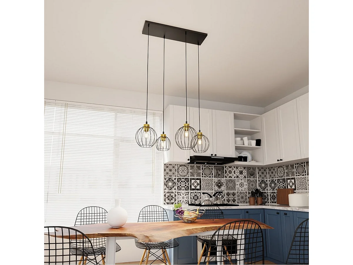 Hanglamp Nando 8, Zwart, 83x24x140 cm, Seven Design