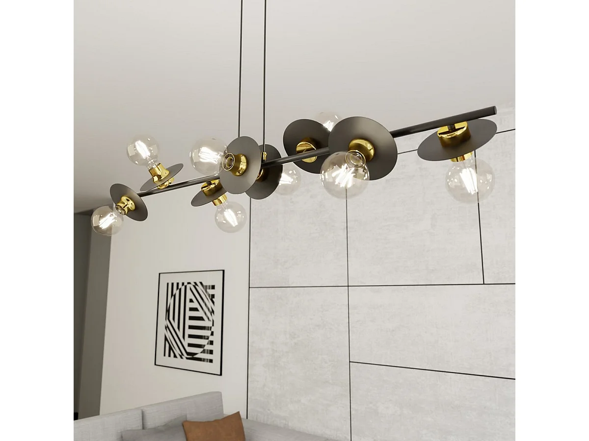 Hanglamp Token 3, Zwart, 120x14x120 cm, Seven Design