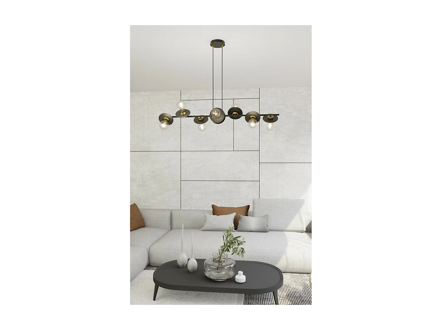 Hanglamp Token 3, Zwart, 120x14x120 cm, Seven Design