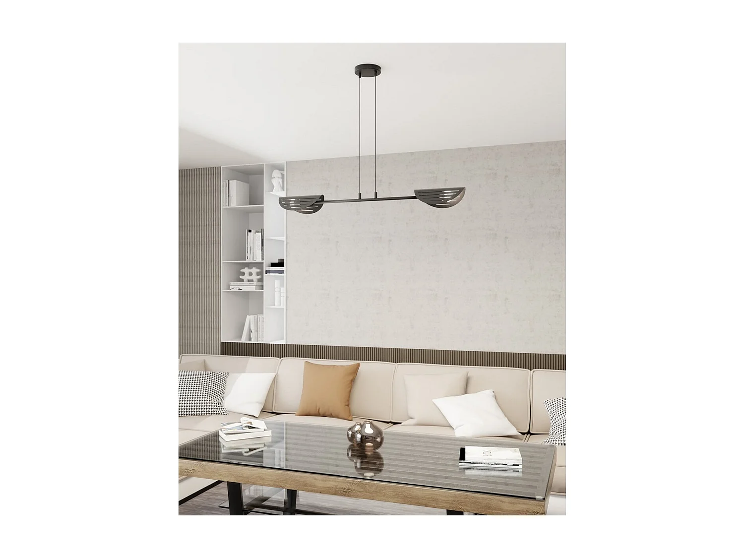 Candeeiro Suspenso Saber, Preto, 104x9x120 cm, Seven Design